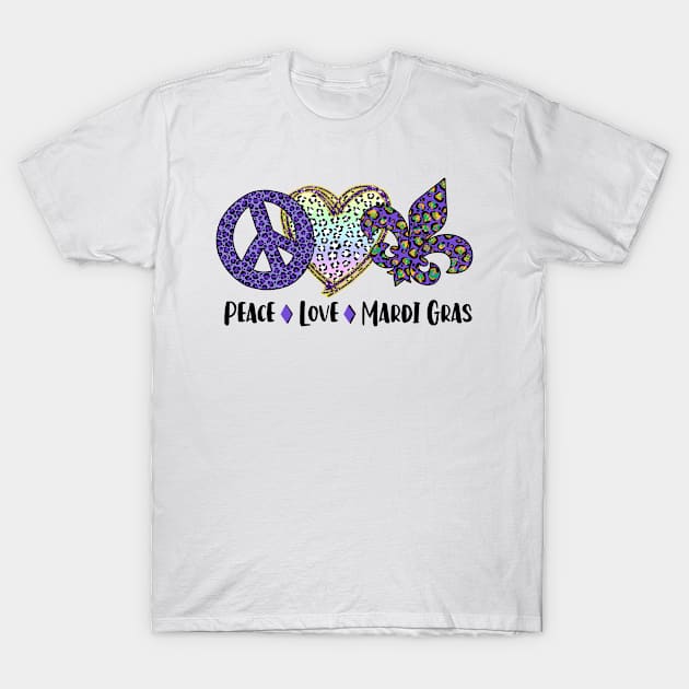 Peace Love Mardi Gras Gift T-Shirt by mansoury